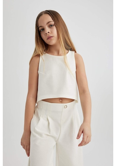 Defacto Kız Çocuk Kolsuz Bluz Pantolon 2'li Takım C0871A824SPER233 Ekru