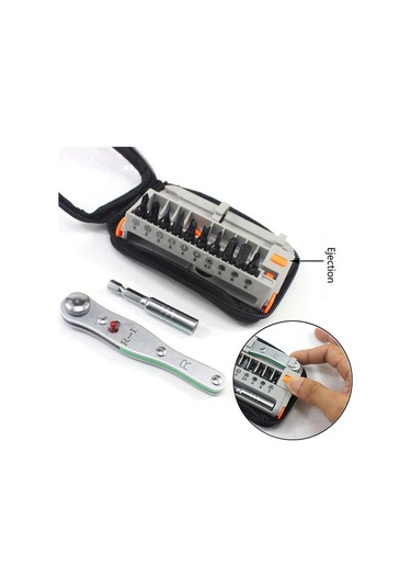 Leasetake 12 Adet Taşınabilir Çift Yönlü Cırcır Tornavida Seti Çok Amaçlı Tornavida Seti Taşınabilir Cırcır El Aletleri