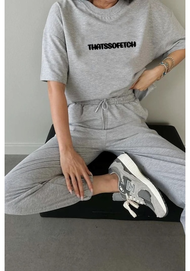 Thatssofetch T-shirt Eşofman Altı Jogger - Gri Baskı Alt Üst Eşofman Takımı Oversize Bisiklet Yaka Gri Thatssofetch T-shirt Eşofman Altı Jogger - Gri Baskı Alt Üst Eşofman Takımı Oversize Bisiklet Yaka Gri