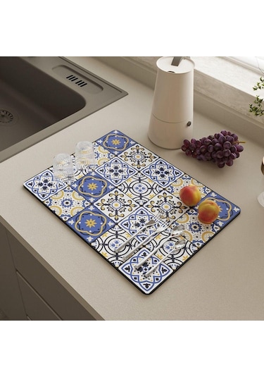Dikdörtgen Mutfak Drenaj Pedi Baskılı Sofra Placemat Mutfak Malzemeleri Bulaşık Kurutma Mat Yemek Takımı 40x60cm-d Diğer