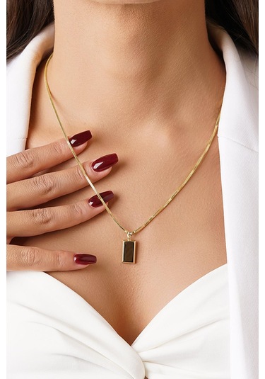 14 Ayar Altın Külçeli Küp Zincir Kolye Sarı Altın