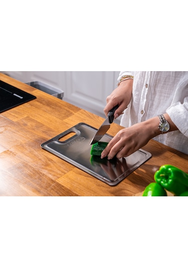 Paslanmaz Çelik Kesme Tahtası 2 Adet - Gri - Solingen Gri