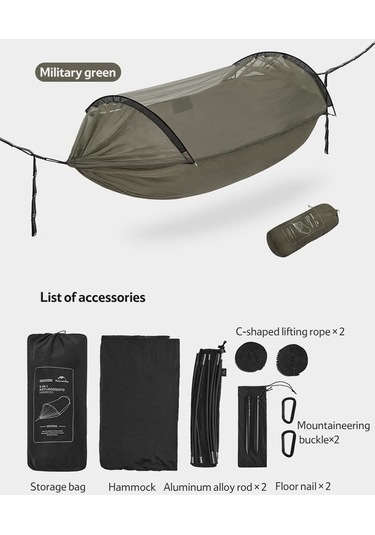 Naturehike Dc-c06 Flyingboat-02 3ın1 Cibinlikli Sivrisinek Önleyici Hamak Army Green Çok Renkli