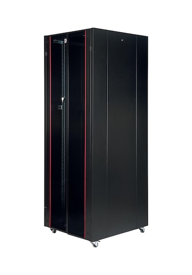 Lande Demonte 42u 800x1000 Hyperline Dikili Tip Rack Kabinet Siyah Ön Cam Kapak / Tekerlekli