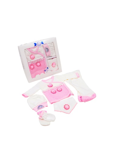 Hastane Çıkışı 5 Parça Pembe Papatya Kız Bebek Giyim Sarı