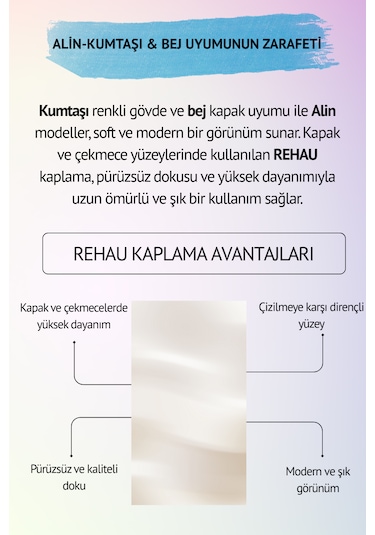 Alin Çalışma Masası Mdf Gövde Ağaç Ayaklı Fonksiyonel Ve Modern Genç Odası Masası Bej
