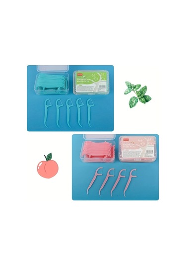 Willowhaven 50 Adet Rastgele Aromalı Diş İpi Çubukları Derin Temizlik Ev Seyahat Ağız Bakımı