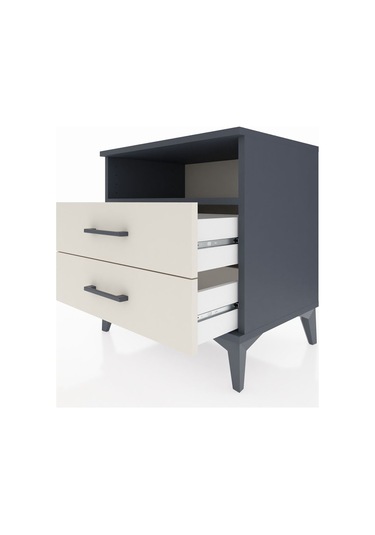 Hyperion Komodin Tek Raflı 2 Çekmeceli 60x44x64 Antrasit-aytaşı Antrasit