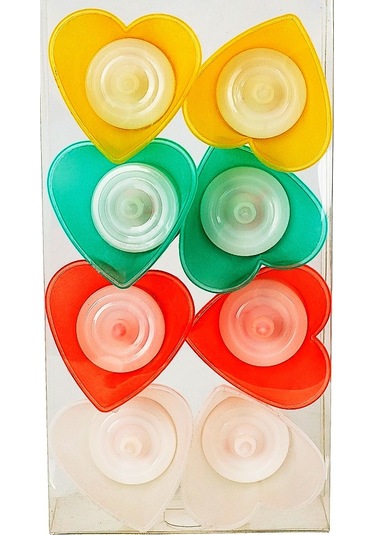 Kalpli Led Işıklı Mum Kırmızı Mum Yeşil Mum Beyaz Mum Sarı Mum Heart Led Light Multi Colors 48 Adet Renkli