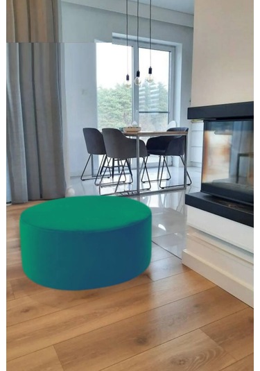 Most Ekol Yuvarlak Sandıklı Orta Sehpa 15 Yeşil Kadife Kumaş Evi