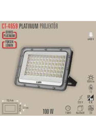 Cata Ct-4659 100watt Platinium Led Projektör Beyaz Işık