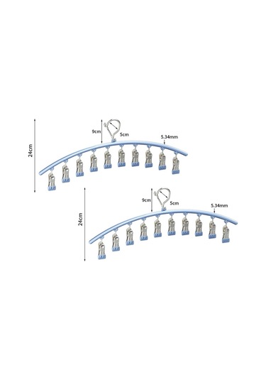 Xiaaokeji Dolap Düzenleyici, 10 Klipsli Metal Yoga Pantolon Askısı Mavi Mavi