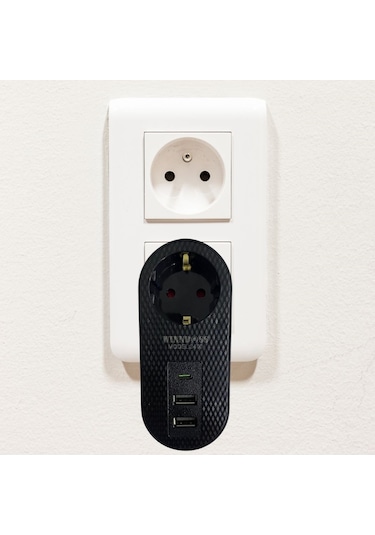 Buffer 2 Usb,1 Type-c Girişli 1'li Çocuk Korumalı,ısıya Karşı Dayanıklı 2500watt Termal Ak