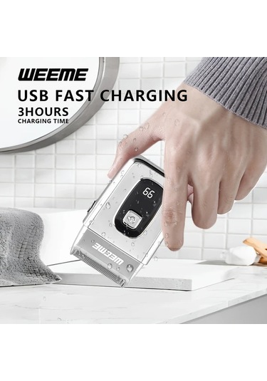 Fochsia Weeme Erkekler İçin Elektrikli Tıraş Makinesi Wm 306 Gümüş Renk Usb Şarj Lcd Ekran Hediye