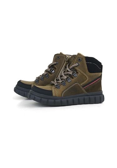 Rakerplus Hakiki Deri Kum Rengi Fermuarlı Erkek Çocuk Bot Bej - Kum