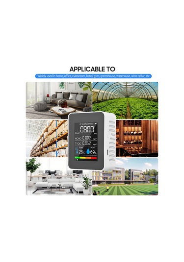 Symbee Co2, Hcho, Tvoc, Sıcaklık Ve Nem Tespit Cihazı - Lcd Renkli Ekranlı Yarıiletken Sensörlü Hava Kalitesi Monitörü Batarya Dahil