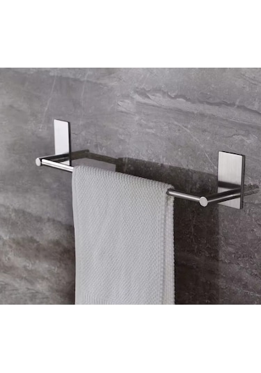 Havluluk Dik Rozetli 32cm Yapışkanlı Paslanmaz Çelik Krom Rengi Krom