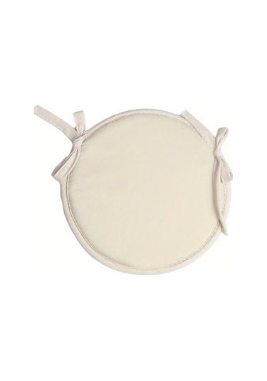 Tongdashop Beige 11.81 İnç Yuvarlak Bağcıklı Kalın Sandalye Minderi - İç Ve Dış Mekan Bej 11.81 İnç
