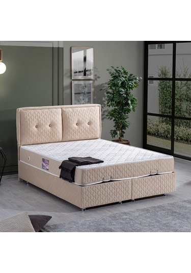 Setaymobilya Baza, Vectra Çift Kişilik Baza + Başlık + Deluxe Yatak, Bej