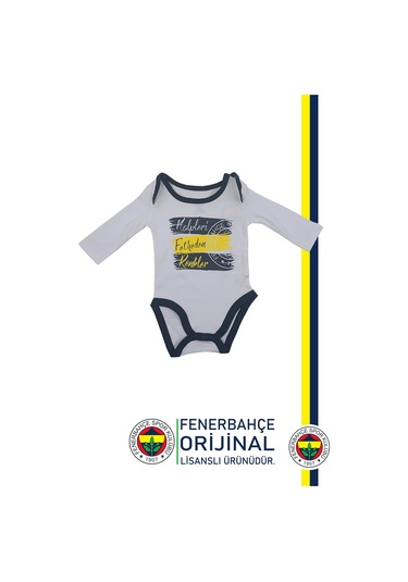 Fenerbahçe Lisanslı Kalpleri Fetheden Renkler Bebek Body Zıbın Beyaz