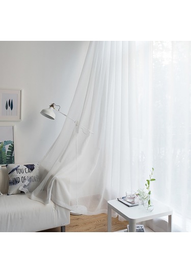 Yuntech01 Beyaz Tül Perde Seti 2 Adet - 100x250 Cm Işık Filtreleyici Hafif Oda Dekoru Diğer