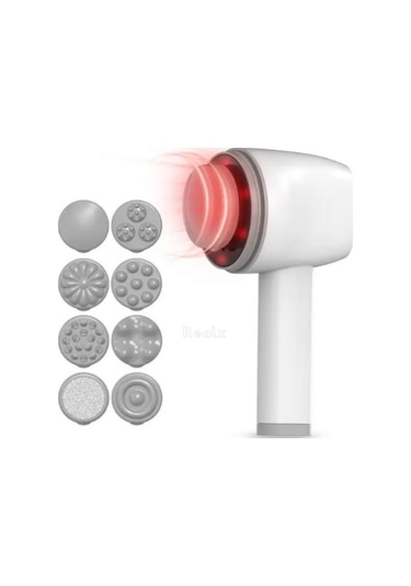 Realx Şarjlı 8 Başlıklı 5 Modlu Tüm Vucüt Masaj Aleti Body Massan Beyaz