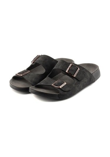 Roy Jones Delhi 4 Mevsim Anatomik Taban Çift Tokalı Ayarlanabilir Erkek Terlik 5002 Siyah