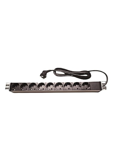 19" 1u Pdu: 9 X Schuko Tip Soketli, 1,5m 3x1.5mm2 Cee 7/7 Tip Fişli Kablolu