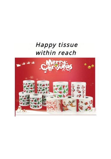 Awesomestore 5 Rulo Noel Temalı Yumuşak Kağıt Havlu, Noel Baba Ve Ren Geyiği Desenli, Parti Malzemeleri