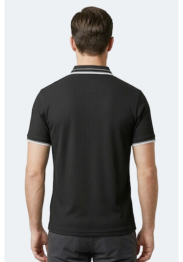 Slazenger Zınovıa Erkek Polo Yaka Siyah Tişört