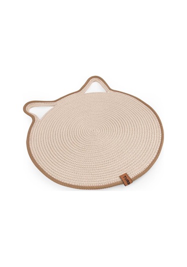 Gobypet Jüt Kulaklı Yuvarlak Kedi Köpek Mama Yatak Önü Paspası Hasır Kedi Matı 40 x 40 CM