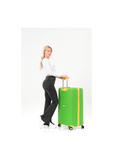 3'lü Set Silikon Kırılmaz Pp Unisex Yeşil Sarı Valiz Pwvlz005 Yeşil Sarı