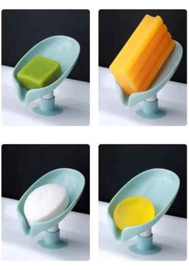 Vantuzlu Sabunluk, Su Giderli Yaprak Şeklinde Sabunluk, Mutfak Banyo Süngerliği Ve Sabunluğu 1 Adet Siyah