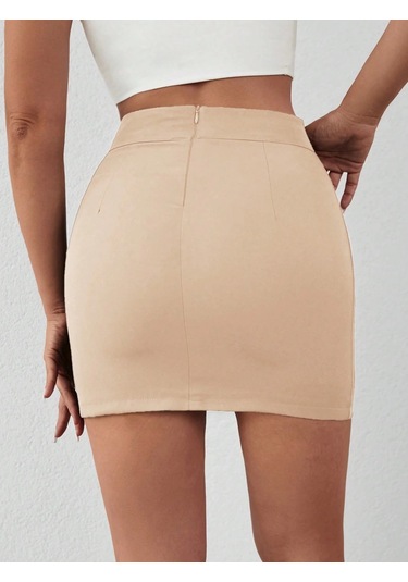 Zincirli Mini Etek S241008 Bej