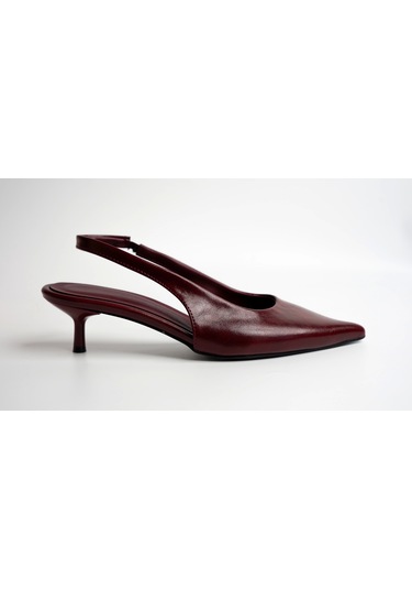 Assortie Bordo İnce Topuklu Slingback Kadın Ayakkabı Bordo