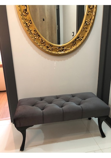 Antrasit Dekoratif Ayak Ucu Kapı Önü Mutfak Balkon Bench Puf Düğm