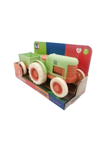 Let's Be Child Römorklu Sürtmeli Plastik Traktör Lc-30878 Açık Yeşil-turuncu