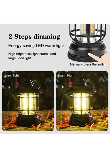 Yuntech01 Siyah Usb Şarjlı Kamping Feneri, Çadır Işığı, Dış Mekan Acil Işık, Taşınabilir Ev Içi/ Dışarı Feneri, Dayanıklı Malzeme Çok Renkli