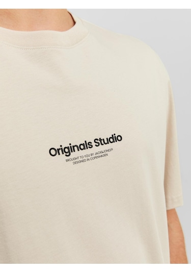 Jack & Jones Jorvesterbro Rahat Kesim Tişört 12240121 Moonbeam Kahverengi