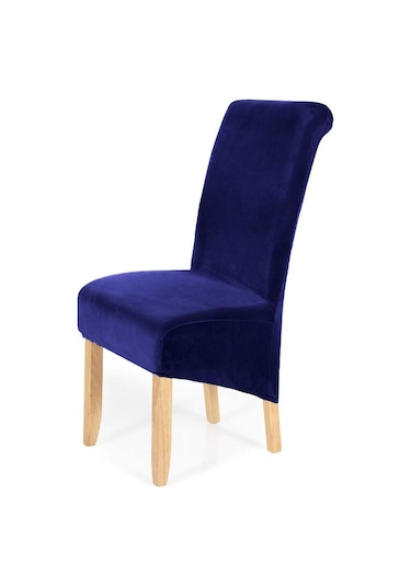 Jms Lacivert Streç Kadife Çıkarılabilir Yıkanabilir Büyük Yumuşak Yemek Sandalyesi Slipcovers Kapakları