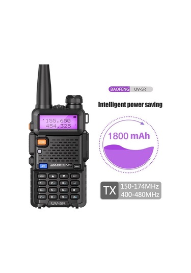 Jokmae Baofeng Uv-5r 5w Çift Frekanslı Telsiz - 128 Kanal, Led Ekran, El Feneri, Fm Radyo, 2800mah Pil Siyah, Avrupa Standardı