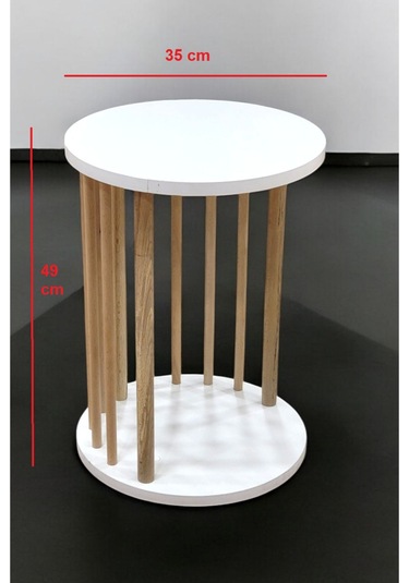 Ahşap Ayaklı C Sehpa Koltuk Sehpası Yan Sehpa Zigon Sehpa Servis Sehpası Beyaz