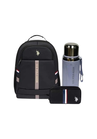 Okul Sırt Çantası + Kalem Çantası + Çelik Matara 600 Ml Premium Set 5 Çok Renkli
