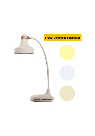 Buffer Dokunmatik 3 Farklı Led Işıklı Çalışma Masası Üstü Lamba -m11 Krem