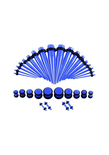 Sones 36 Adet Unisex Akrilik Kulak Genişletme Kulak Genişletici 14g-00g Aksesuar Seti Mavi
