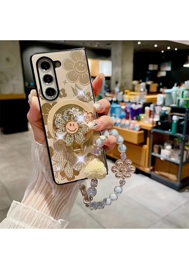 Turcoshop11 Samsung Galaxy Z Fold 4 İçin Ruhua Manyetik Kılıf, Ayaklı Bileklik Koruma