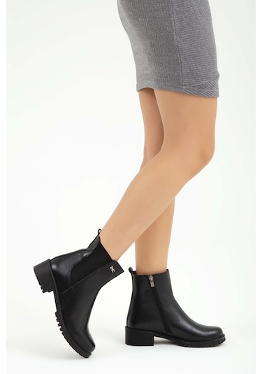 Tamer Tanca Kadın Hakiki Deri Siyah Floter Casual Bot 33 Tnc1997 Bn Bot Sk22/23 Sıyah Floter Siyah