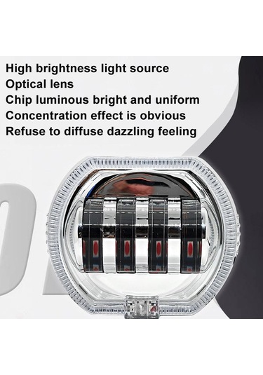 Motosiklet Elektrikli Araç Genel Modifikasyon Led Far 4 Boncuk Çift Lens Lambaları, Stil: Buz Mavisi Diyafram+kırmızı Şeytan Gözü