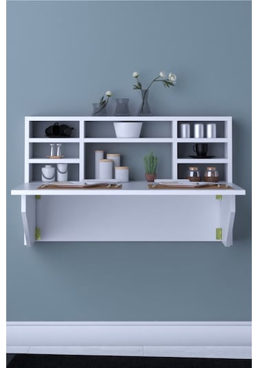 Dekorfim DF01104B Duvara Monte Pratik Katlanır Raflı Kırma Mutfak ve Yemek Masası