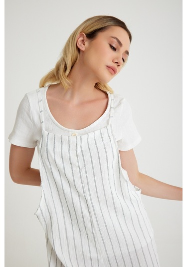 Toridas Günlük Askılı Bol Kesim Yazlık Kadın Tulum 5104çizgili 001